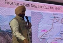 ਫਿਰੋਜ਼ਪੁਰ–ਪੱਟੀ ਰੇਲ ਲਿੰਕ ਪ੍ਰੋਜੈਕਟ ਨੂੰ ਰੇਲ ਮੰਤਰਾਲੇ ਵੱਲੋਂ ਮਨਜ਼ੂਰੀ — ਕੇਂਦਰੀ ਰੇਲਵੇ ਰਾਜ ਮੰਤਰੀ ਰਵਨੀਤ ਸਿੰਘ ਬਿੱਟੂ ਨੇ ਦੱਸਿਆ, ਪੰਜਾਬ ਲਈ ਇਤਿਹਾਸਕ ਤੋਹਫ਼ਾ